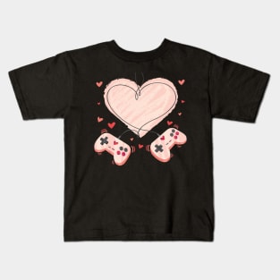 Video Gamer Valentines Day with Controllers Heart Kids T-Shirt